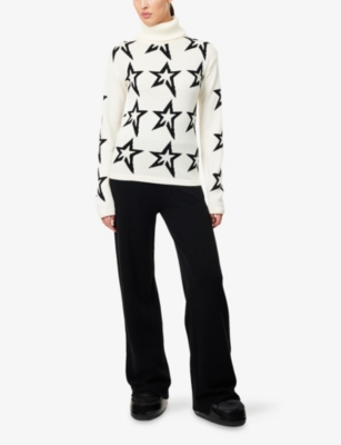 Perfect Moment Womens  Star Dust Star-pattern Merino-wool Jumper In White