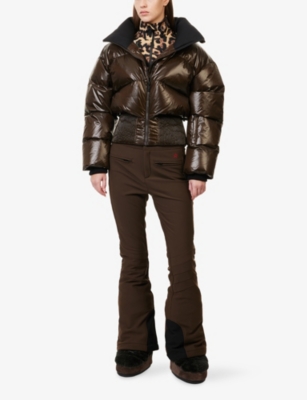 Perfect Moment Womens Chocolate Auretta Bomber Shell-down Ski Jacket In Brown