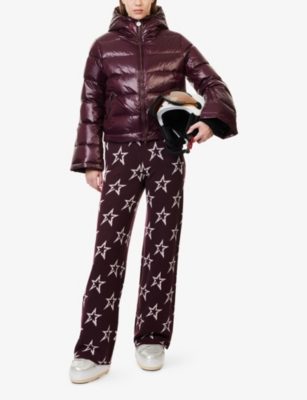 Perfect Moment Womens Burgundy Polar Flare Shell-down Ski Jacket In Brown