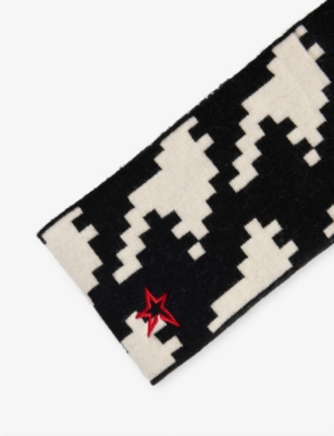 Perfect Moment Womens B&w Houndstooth Brand-print Knitted Wool-blend Headband