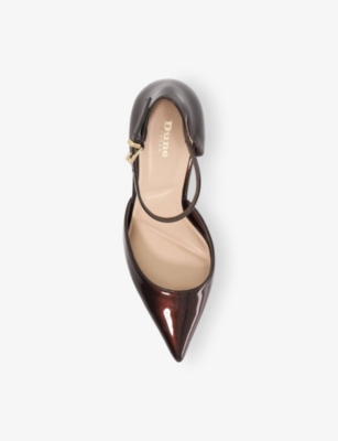 Dune Womens Brown Patent Calmness Heeled Faux-leather Courts Eur 40 / 7 Uk In Brown