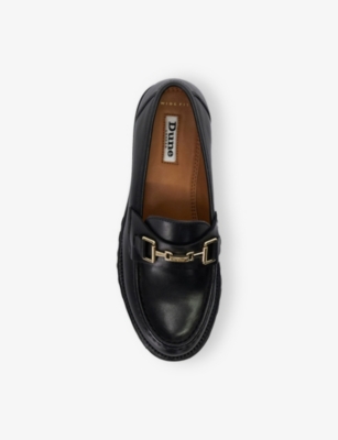 Dune Womens Black Black Leather Groundbreaking Leather Loafers Eur 40 / 7 Uk In Black