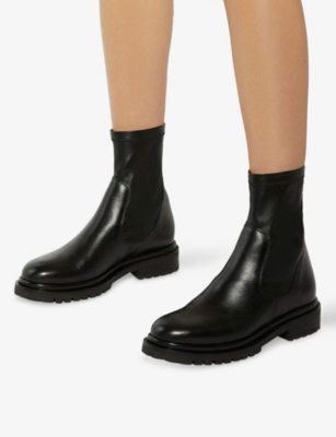 Dune Womens Black Leather Pelano Leather Ankle Boots Eur 39 / 6 Uk In Blue