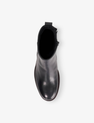 Dune Womens Black Leather Peline Leather Heeled Ankle Boots Eur 36 / 3 Uk In Black