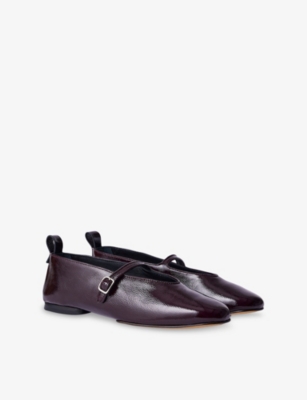 Soeur Womens Bordeaux Fonce Madeline Leather Ballet Flats In Burgundy
