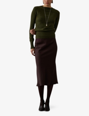 SOEUR: Fever Bias-Cut Twill Midi Skirt