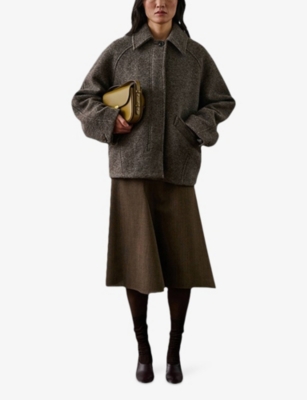 Soeur Womens Gris Marron Balard Collared Wool-blend Coat In Gray
