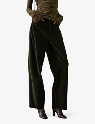 Soeur Womens Ebene Gunther Relaxed-fit Mid-rise Cotton-corduroy Trousers In Brown