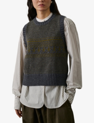SOEUR: Namaste Jacquard-Pattern Merino-Wool Vest