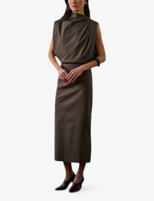 SOEUR: Gemma Gathered-Detail Cotton-Jersey Maxi Dress