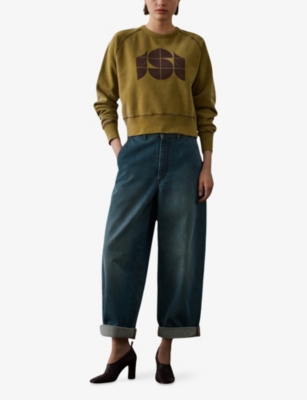 Soeur Womens Bronze Apollo Monogram-print Cotton-fleece Sweatshirt In Brown