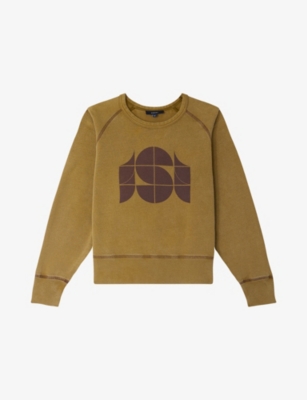 Soeur Womens Bronze Apollo Monogram-print Cotton-fleece Sweatshirt In Brown