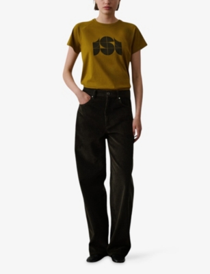 Soeur Womens Bronze Val Monogram-print Cotton-jersey T-shirt In Green