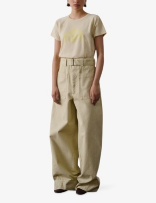 Soeur Womens Jaune Pale Val Monogram-print Cotton-jersey T-shirt In Neutral