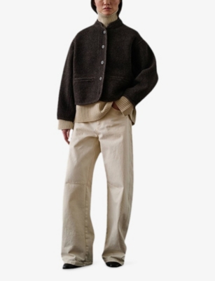 Soeur Womens Marron Chine Olympe High-collar Virgin-wool Jacket In Black