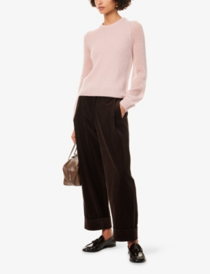 Me And Em And Em Womens Double Espresso Clever Cord Wide-leg Cotton Trousers In Brown
