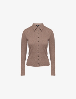 Me And Em And Em Womens Mocha Melange Ultimate Rib Cotton-jersey Shirt In Brown