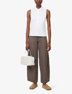 Me And Em And Em Womens Fresh White Scalloped Sleeveless Cotton Top In White