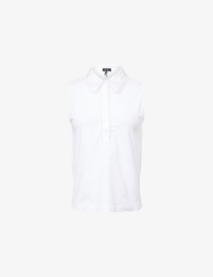 Me And Em And Em Womens Fresh White Scalloped Sleeveless Cotton Top In White