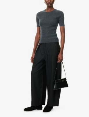 Me And Em And Em Womens Black Wide-leg Pleated Woven Trousers In Black