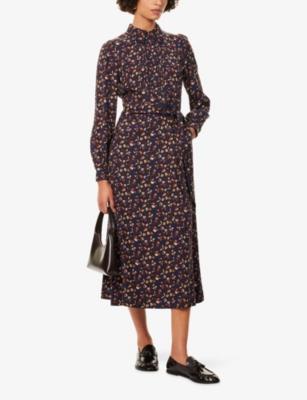 Me And Em And Em Womens Navy Multi Jacquard Maxi Shirt Dress In Multi
