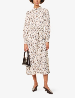 Me And Em And Em Womens Light Cream Multi Jacquard Maxi Shirt Dress In Neutral
