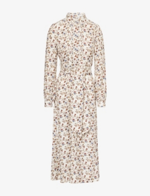 Me And Em And Em Womens Light Cream Multi Jacquard Maxi Shirt Dress In Neutral