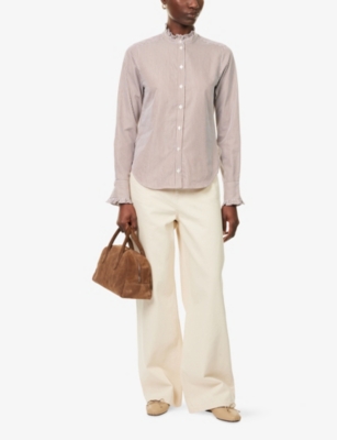 ME AND EM: Ruffled Striped Cotton-Blend Shirt