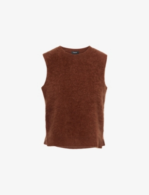 Me And Em And Em Womens Chestnut Brown Brushed Cashmere Straight Knit Vest Xs