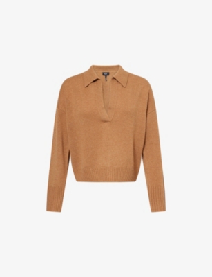 Me And Em And Em Womens Deep Camel Collared Brushed Cashmere Knitted Jumper Xs
