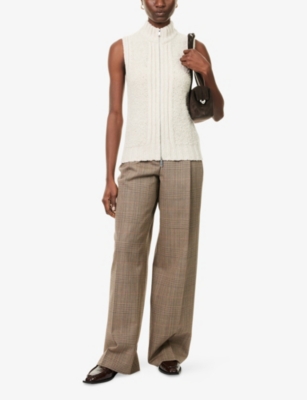 Me And Em And Em Womens Pale Oatmeal Teddy Boucle Wool-blend Vest In Neutral