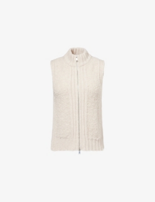 Me And Em And Em Womens Pale Oatmeal Teddy Boucle Wool-blend Vest In Neutral