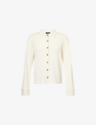 Me And Em And Em Womens Cream Relaxed-fit Classic-collar Cashmere Shirt Xs In Red