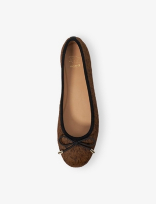 Dune Womens Highest Suede Ballet Flats Dark Tan Suede Eur 37 / 4 Uk In Brown