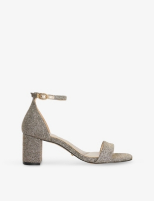 Dune Womens Melins Woven Heeled Sandals Bronze Synthetic Eur 38/5 Uk In Gray