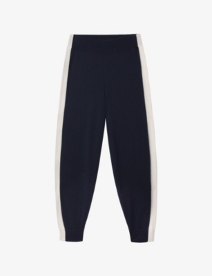 The White Company: Contrast-Panel Relaxed-Fit Knitted Jogging Bottoms