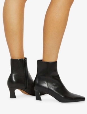 Dune Womens Black Leather Overly Leather Ankle-boots Eur 36 / 3 Uk In Black
