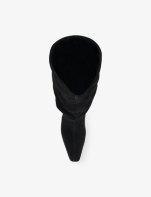 Dune Womens Black Suede Saunders Suede Knee-high Heeled Boots Eur 40 / 7 Uk In Black