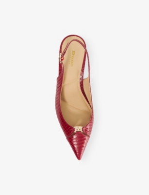 Dune Womens Red Leather Distinctive Heeled Leather Sling-backs Eur 38/5 Uk In Red