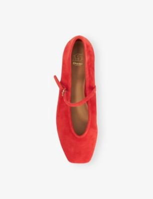 Dune Womens Red Suede Heartthrob Suede Ballet Flats Eur 37 / 4 Uk In Red