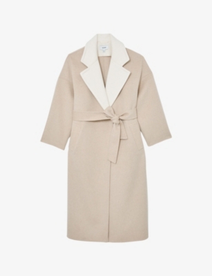 Womens Reiss Marcela Contrast-Lapel Wool Coat