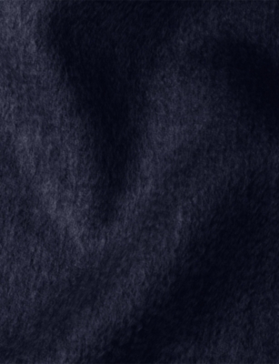 Prada Womens Blue Double Logo-embellished Cashmere Scarf In Blue