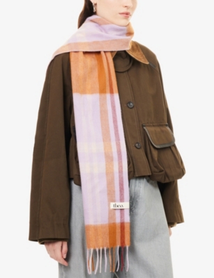 The Tartan Blanket Co. Womens Lilac Tartan Wool Scarf In Brown