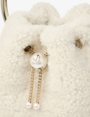 JIMMY CHOO: Bon Bon Shearling Top-Handle Bag