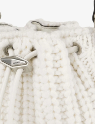 Jimmy Choo Womens Latte/antique Silver Latte Mini Knitted Wool Bucket Bag