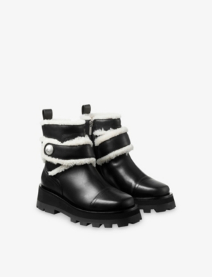 Jimmy Choo Meena Suede Shearling Boots In Black