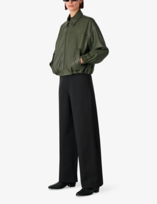 Whistles Womens Black Wide-leg High-rise Stretch-woven Trousers In Black