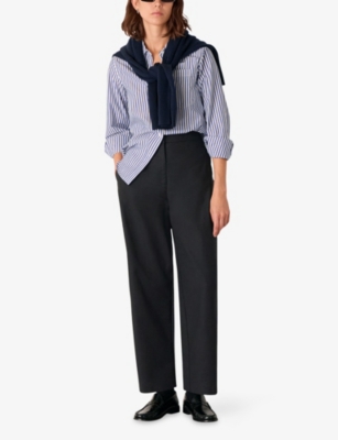 WHISTLES: Tapered-Leg High-Rise Stretch-Cotton Trousers