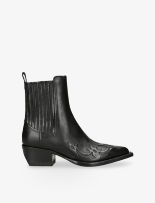 Golden Goose Womens Black Debbie Beatles Leather Ankle Boots Eur 39 / 6 Uk In Black