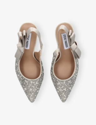 Steve Madden Womens White/comb Brylie-p Faux-suede Slingback Courts Eur 37 / 4 Uk In Silver